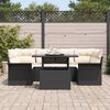 vidaXL Garten-Sofa-Set mit Kissen 7 pcs Schwarz Poly Rattan