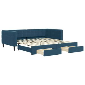 vidaXL Tagesbett Ausziehbar mit Schubladen Blau 100x200 cm Samt