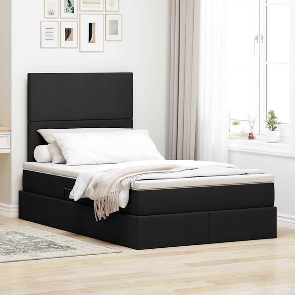 vidaXL Bett mit Stauraum und LED Schwarz 120 x 200 cm Polyester