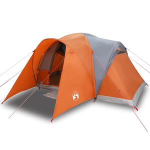 vidaXL Kuppel-Familienzelt 6 Personen Grau und Orange Wasserdicht