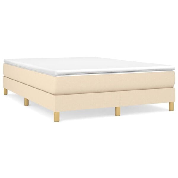 vidaXL Boxspringbett mit Matratze Creme 140x190 cm Stoff
