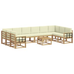 vidaXL Outdoor-Sofagarnitur 11 stk. Wei&szlig; und Creme