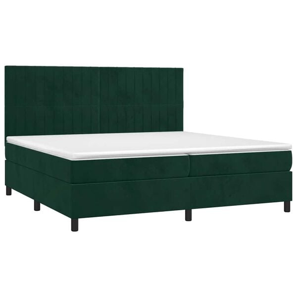 vidaXL Boxspringbett mit Matratze Dunkelgr&uuml;n 200x200 cm Samt