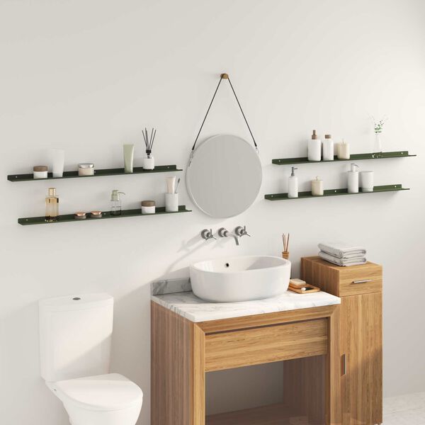 vidaXL Schwebendes Regal 4 pcs Olive Gr&uuml;n 100 x 9 x 2,5 cm Stahl