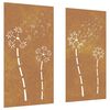 vidaXL 2-tlg. Garten-Wanddeko 105x55 cm Cortenstahl Blumen-Design