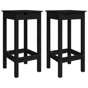 vidaXL Barst&uuml;hle 2 Stk. Schwarz 40x40x78 cm Massivholz Kiefer
