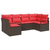 vidaXL Gartensofa-set 6 Stk. Braun und Rot Poly-Rattan