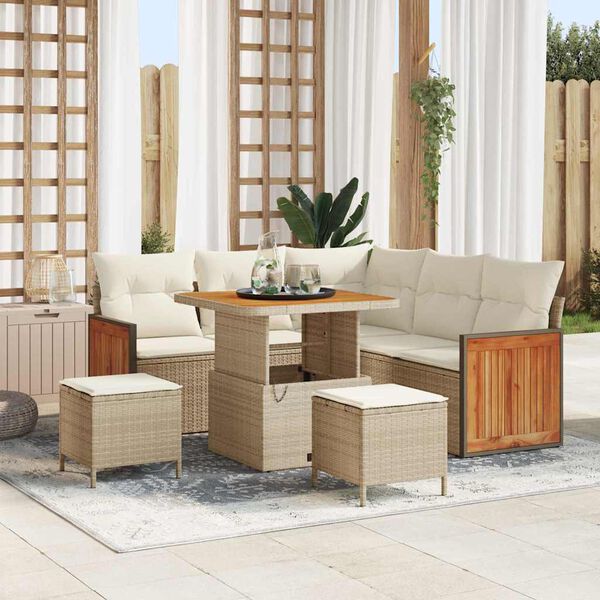 vidaXL Garten-Sofa-Set mit Kissen 8 pcs Beige und Creme