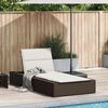 vidaXL Sonnenliege mit schwebender Auflage Braun Poly Rattan