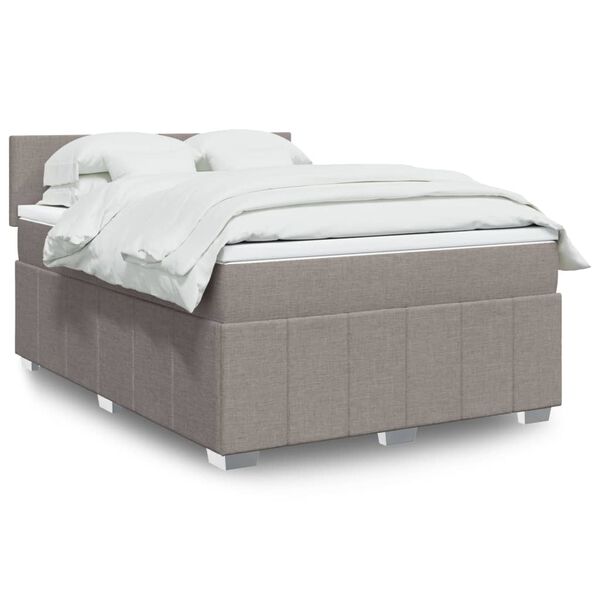 vidaXL Boxspringbett mit Matratze Taupe 140x190 cm Stoff