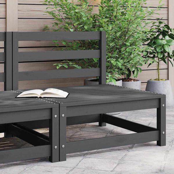 vidaXL Garten-Mittelsofa Grau Massivholz Kiefer