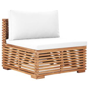 vidaXL Garten-Mittelsofa mit Cremewei&szlig;er Auflage Massivholz Teak