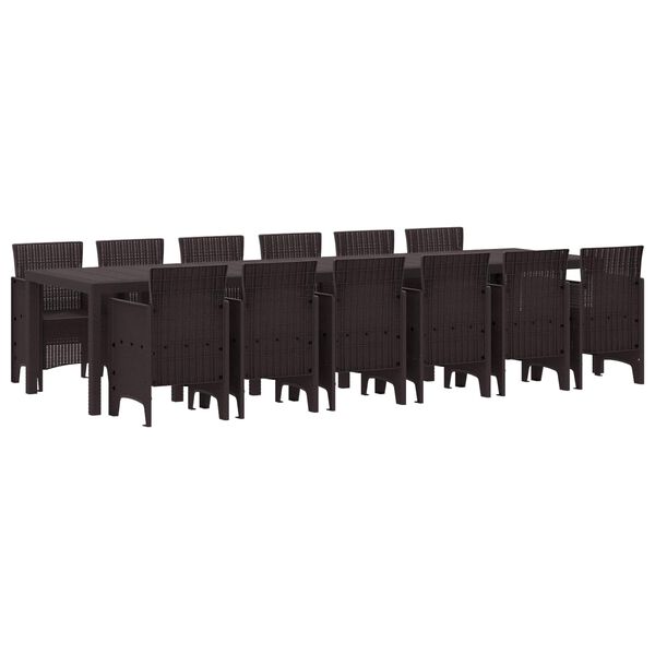 vidaXL Garten Essgruppe 13 pcs Braun Polt Rattan