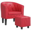 vidaXL Clubsessel mit Fu&szlig;hocker Rot Kunstleder