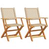 vidaXL Gartenst&uuml;hle 2 Stk. Beige Massivholz Akazie und Poly Rattan