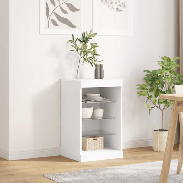 vidaXL Sideboard mit LED-Leuchten Wei&szlig; 41x37x67 cm