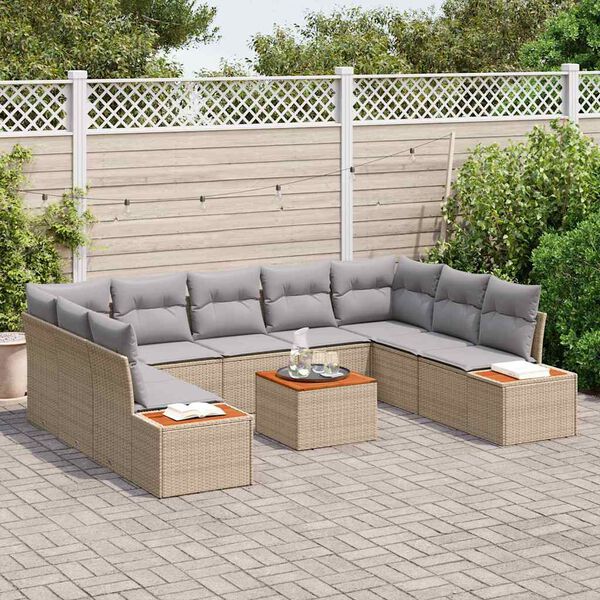vidaXL Gartensofa-set mit Kissen 5 pcs Beige und Hellgrau Polyrattan
