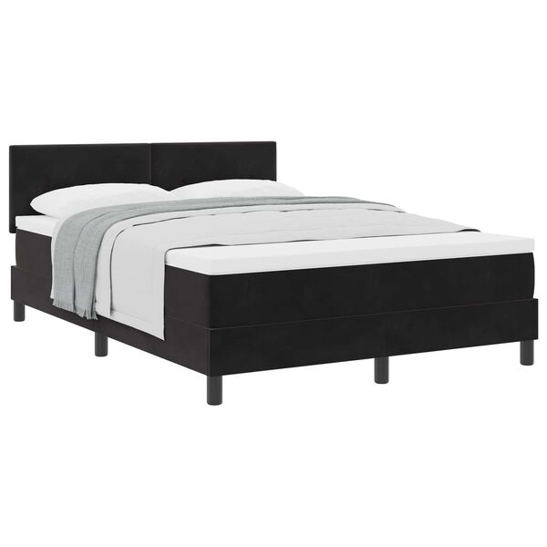 vidaXL Boxspringbett mit Matratze Schwarz 140 x 190 cm Samt