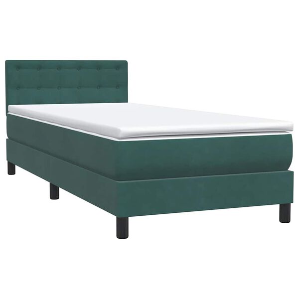 vidaXL Boxspringbett mit Matratze Dunkelgr&uuml;n 90x220 cm Samt