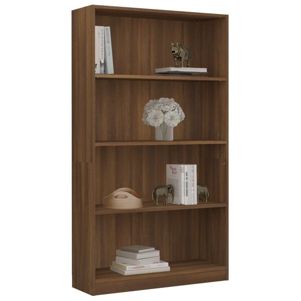 vidaXL B&uuml;cherregal 4 F&auml;cher Braun Eichen-Optik 80x24x142 cm