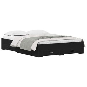 vidaXL Bettrahmen Schwarz Eichen-Optik 160 x 200 cm Holzwerkstoff