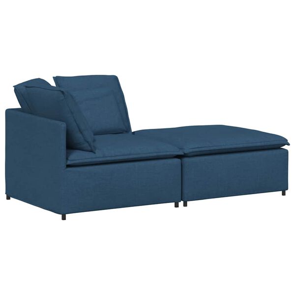 vidaXL Modulares Sofa mit Fu&szlig;hocker Kissen Stoff Blau
