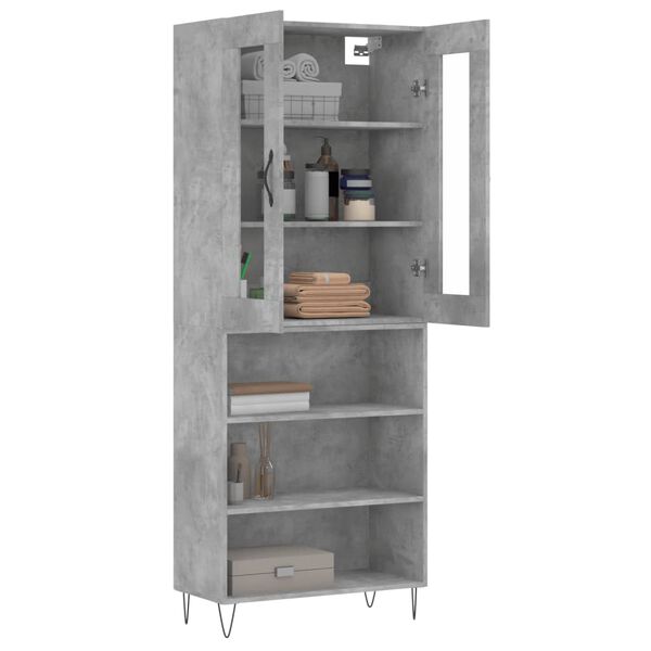 vidaXL Highboard Betongrau 69,5x34x180 cm Holzwerkstoff