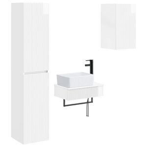 vidaXL Badezimmerm&ouml;bel-Set 3 stk. Hochglanz Wei&szlig; 33 x 34,5 x 160 cm