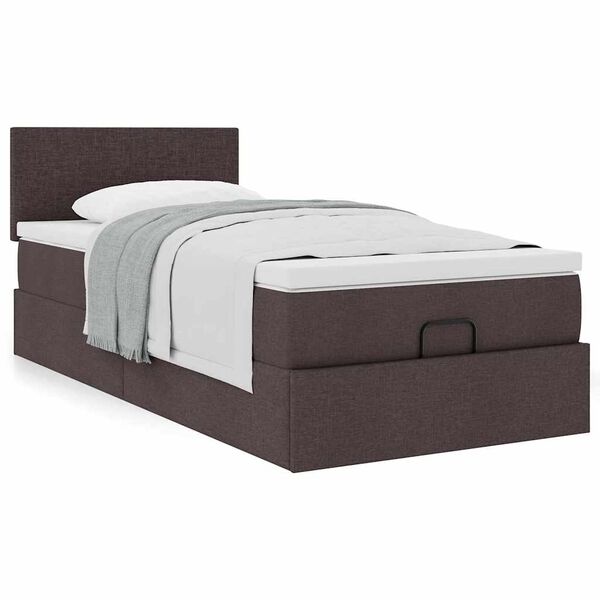 vidaXL Ottoman-Bett mit Matratze Dunkelbraun 90x190 cm Stoff