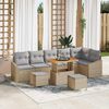 vidaXL Gartensofa-set mit Kissen mit Speicher 9 pcs Beige Poly Rattan