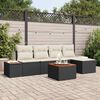 vidaXL Garten-Sofa-Set mit Kissen 6 pcs Schwarz und Creme Poly Rattan