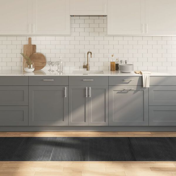 vidaXL Teppich Rechteckig Grau 80x400 cm Bambus