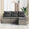 vidaXL Sofa Set mit Kissen 4 pcs Grau Poly Rattan