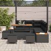 vidaXL Garten-Sofa-Set mit Kissen mit Speicher Schwarz Poly Rattan