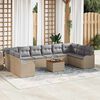 vidaXL Gartensofa-set mit Kissen 11 pcs Beige Poly-Rattan