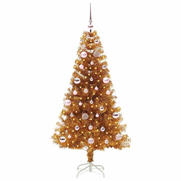vidaXL Weihnachtsbaum mit 150 LEDs mit Ständer Gold 150 cm Haustier