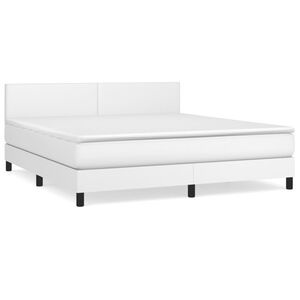 vidaXL Boxspringbett mit Matratze Wei&szlig; 160x200 cm Kunstleder