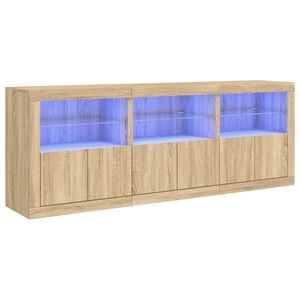 vidaXL Sideboard mit LED-Leuchten Sonoma-Eiche 181,5x37x67 cm
