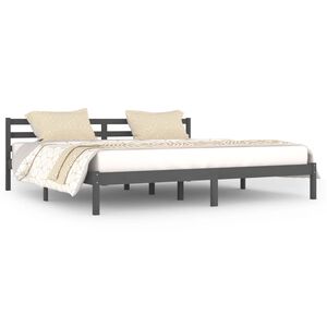 vidaXL Massivholzbett Kiefer 200x200 cm Grau