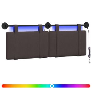 vidaXL H&auml;ngendes Kopfteil Mit LED Licht Dunkelbraun Stoff