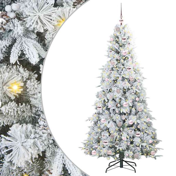 vidaXL K&uuml;nstlicher klappbarer Weihnachtsbaum Wei&szlig; 210 cm PE und PVC