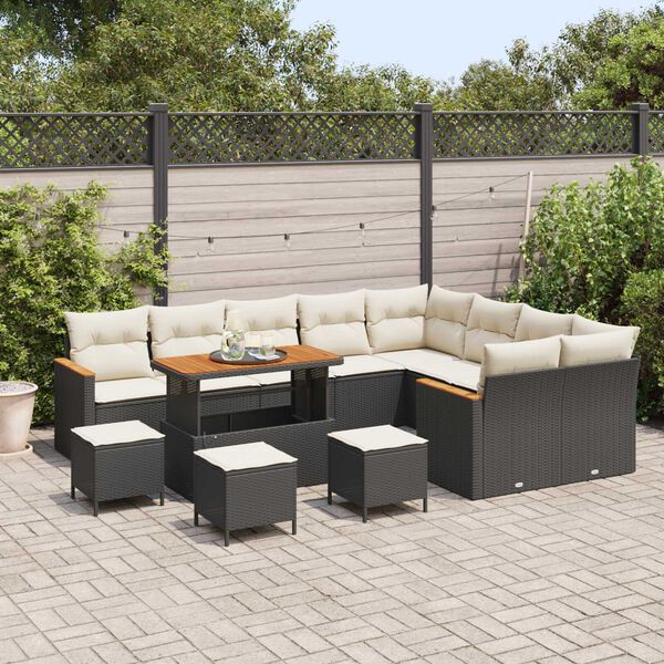 vidaXL Gartensofa-set 13 pcs Schwarz Poly-Rattan