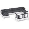 vidaXL 9-tlg. Garten-Lounge-Set mit Kissen Wei&szlig; Kiefer Massivholz
