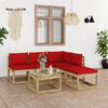 vidaXL 6-tlg. Garten-Lounge-Set mit Roten Kissen