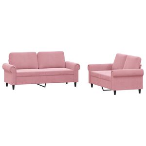 vidaXL 2-tlg. Sofagarnitur mit Kissen Rosa Samt