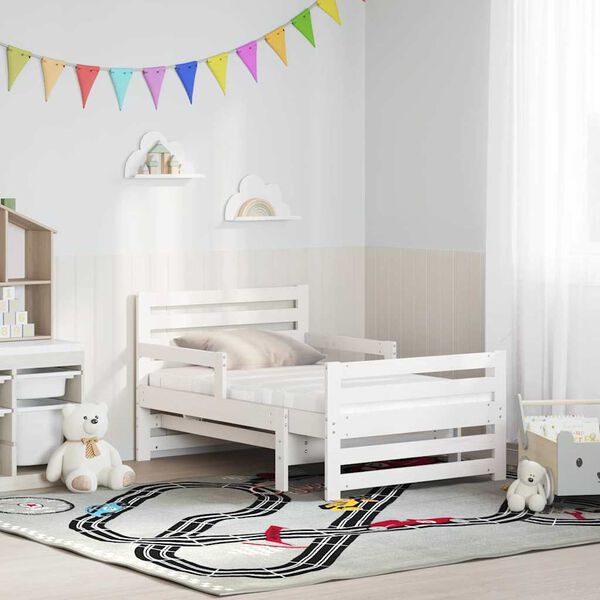 vidaXL Bettrahmen mit Matratze Wei&szlig; 80 x 200 cm Massives Kiefernholz