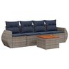 vidaXL 5-teiliges Gartensofa-Set mit Kissen, grau, Polyrattan