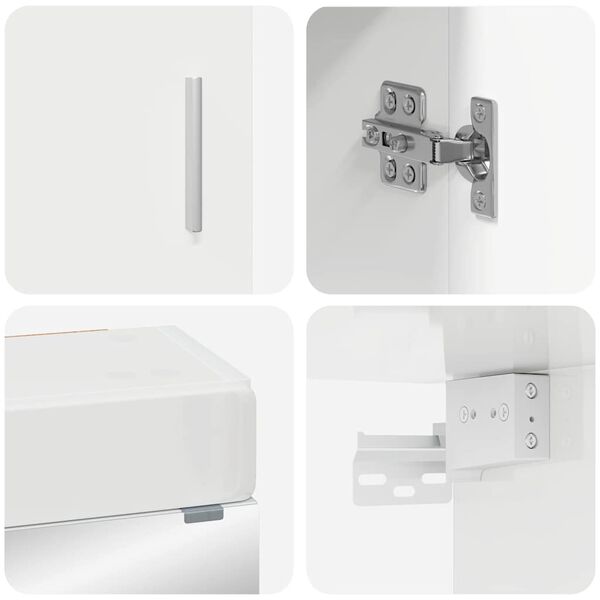 vidaXL Badezimmerm&ouml;bel-Set mit T&uuml;r TULUM Hochglanz Wei&szlig; Holzwerkstoff