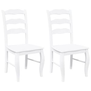 vidaXL Esszimmerstühle 2 Stk. Weiß Massivholz Gummibaum