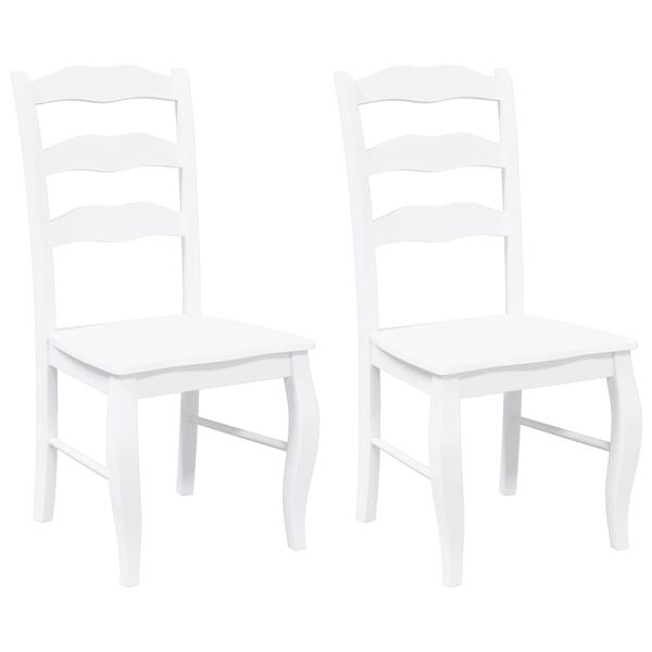 vidaXL Esszimmerstühle 2 Stk. Weiß Massivholz Gummibaum